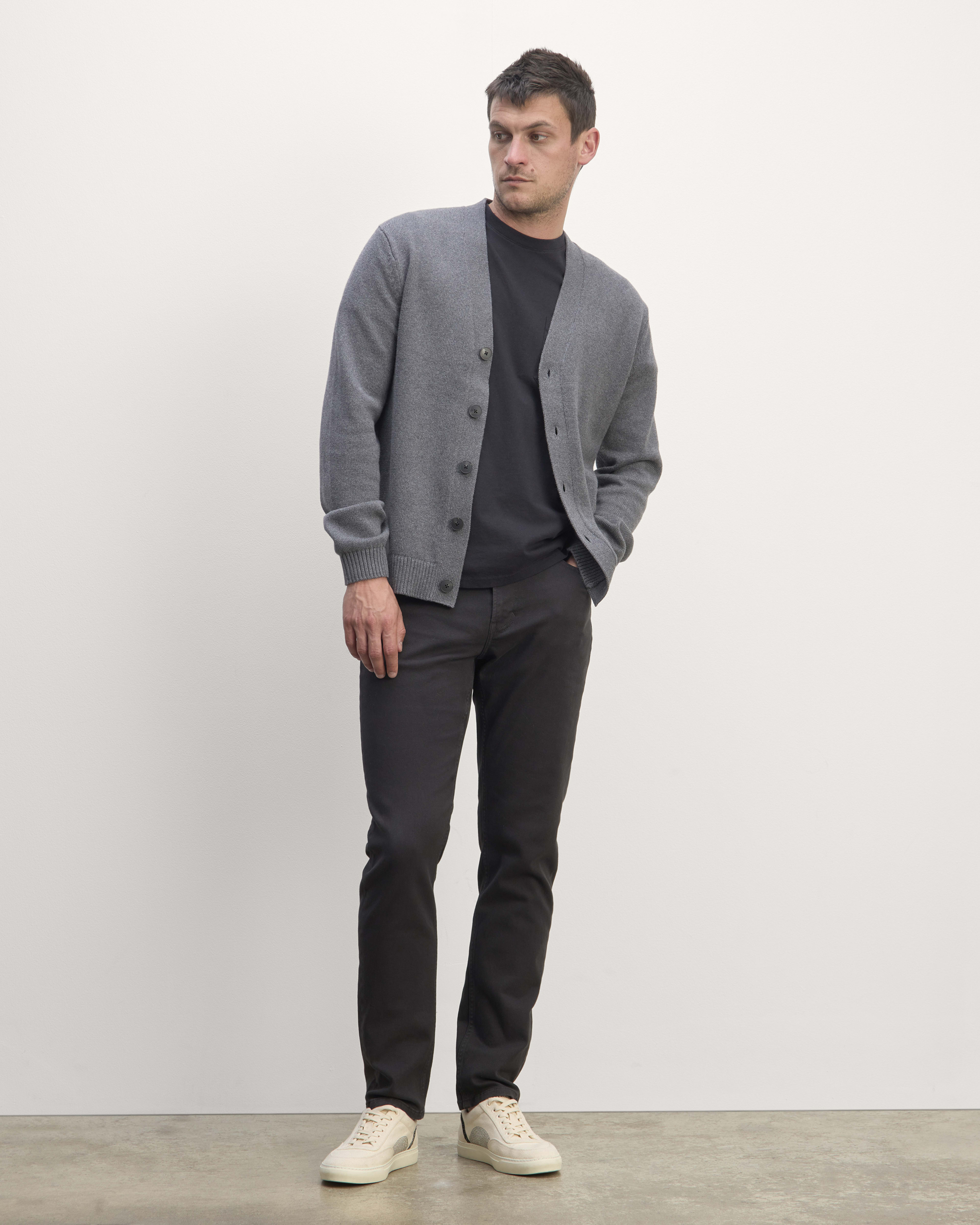 East Button-Up Cardigan - Charcoal Melange
