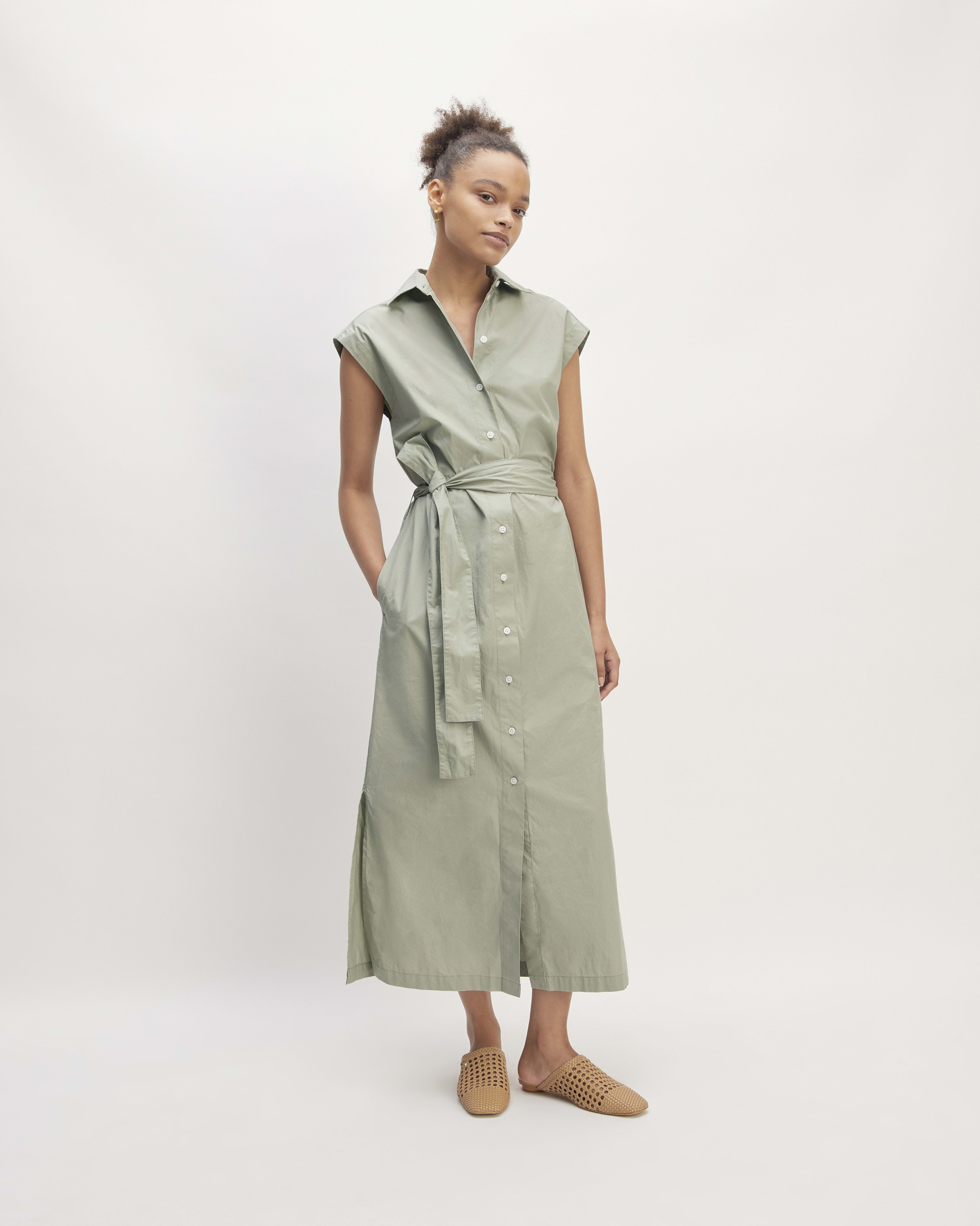 Womens green shirt dress discount