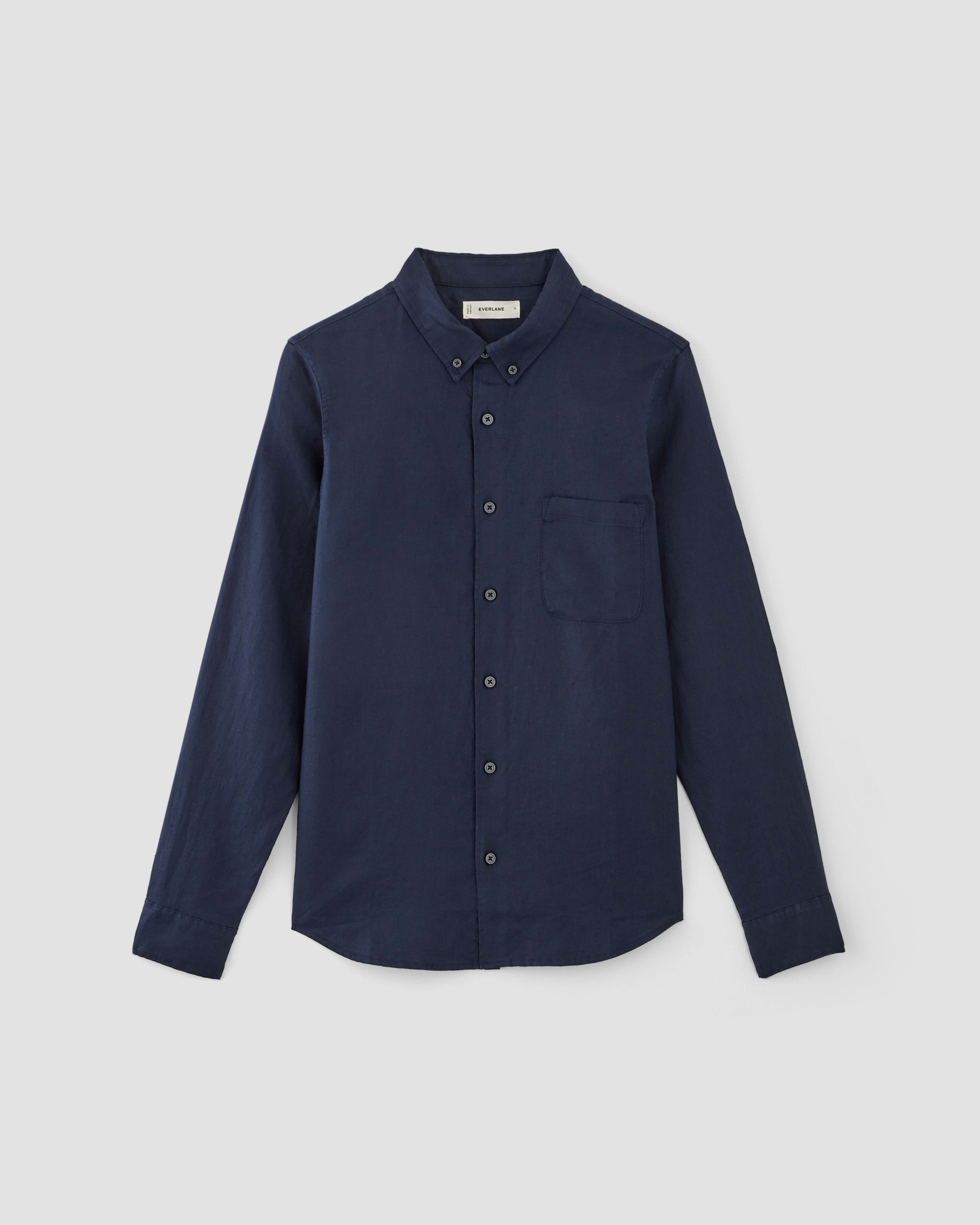 S/S Linen Look Shirt - Navy