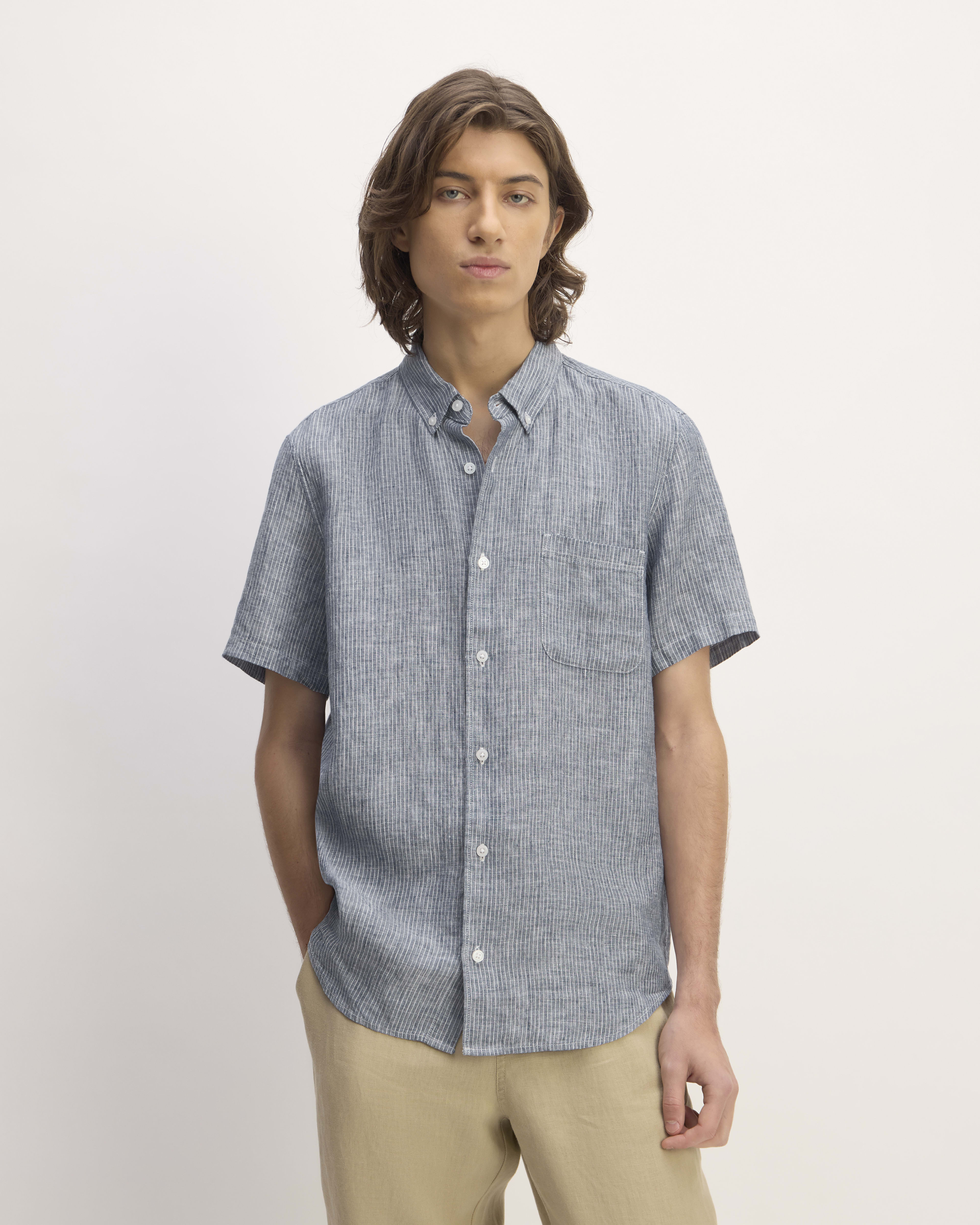 Grey short sleeve button up 2025