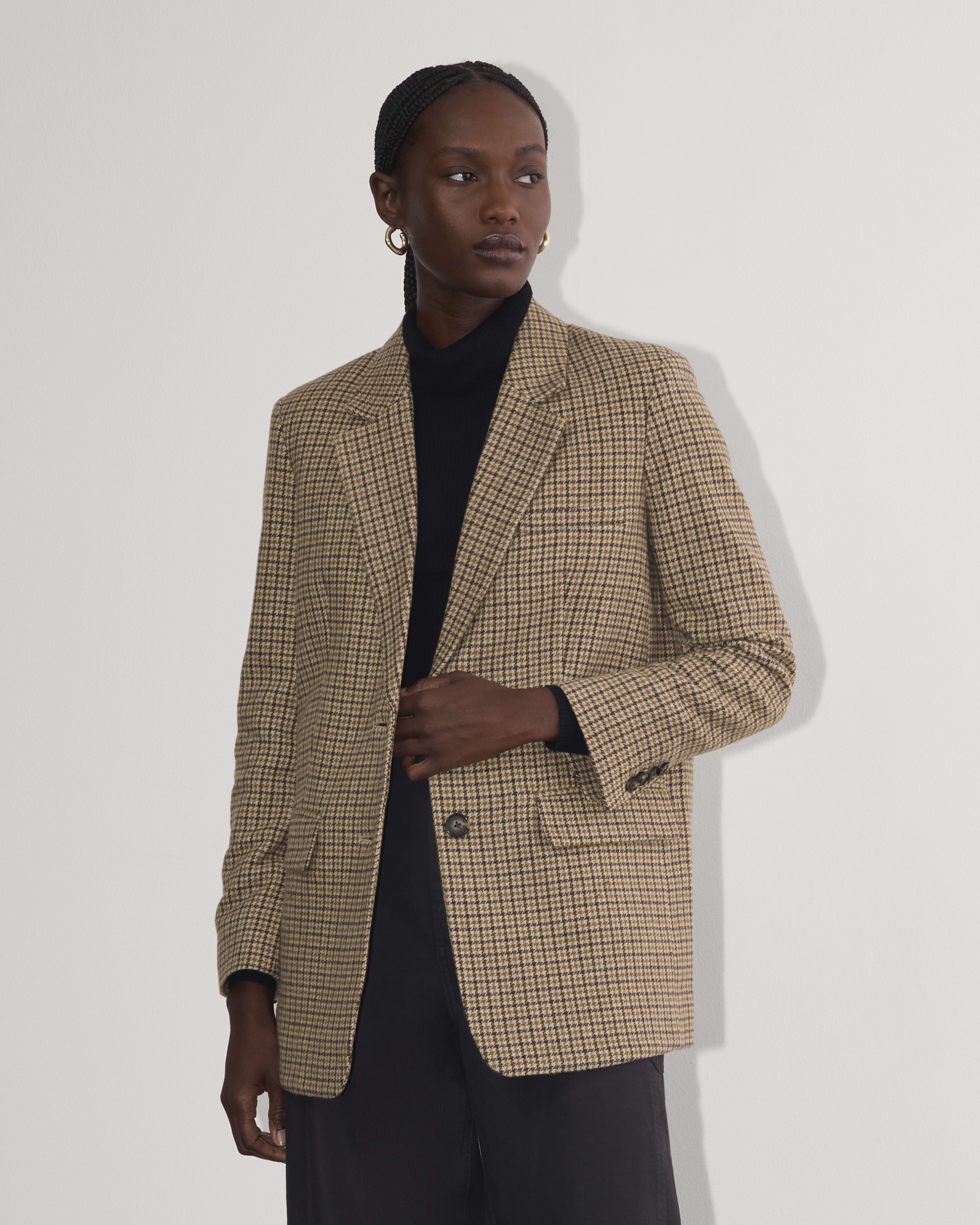 Houndstooth wool blazer top