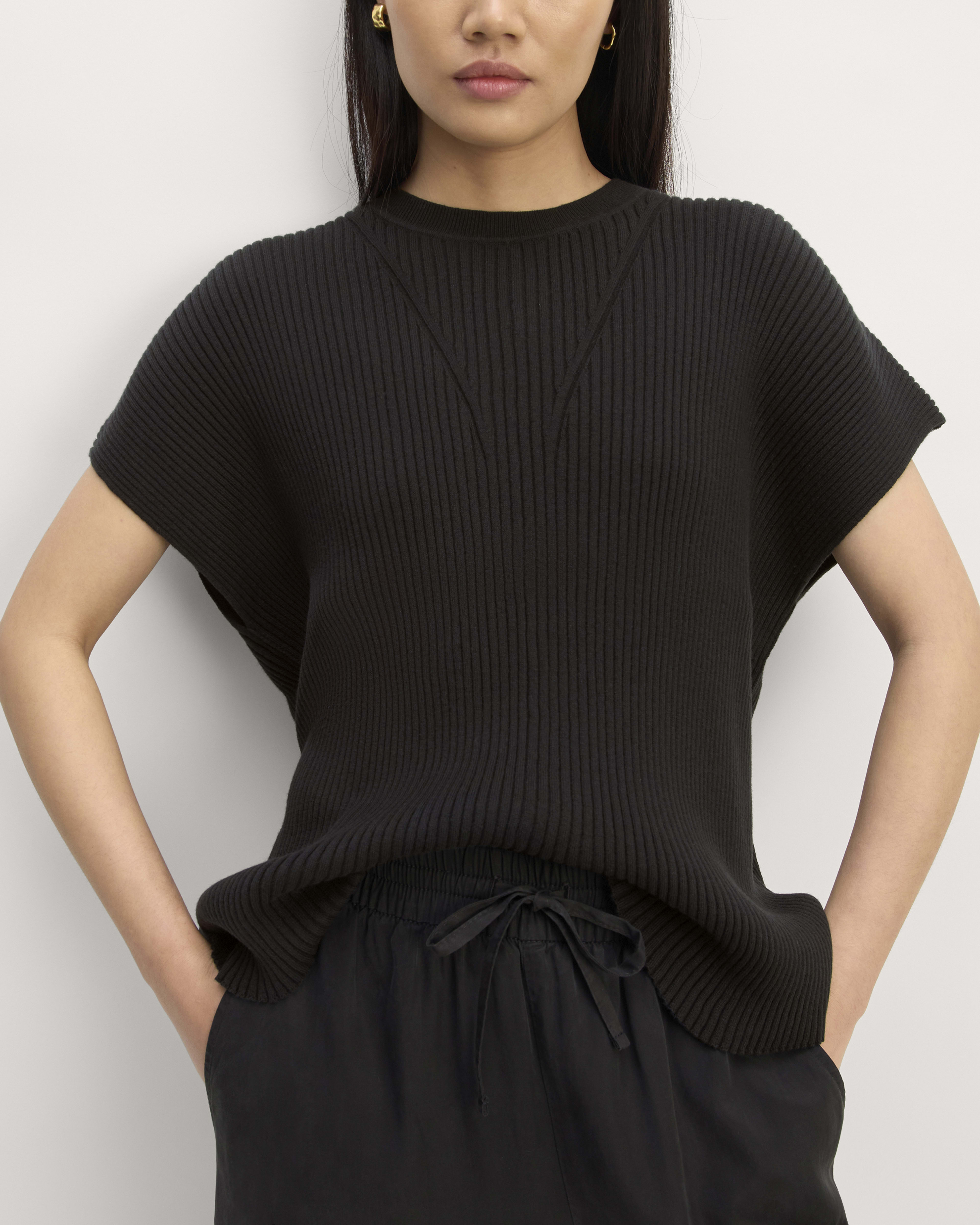 The Cotton Knit Caftan Top Black Everlane