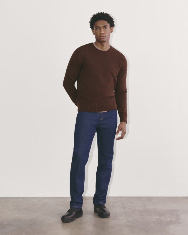 Everlane Felted Merino Crew Neck Sweater in Heather Mahogany