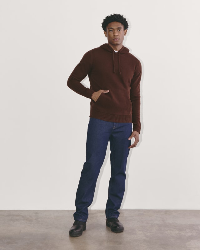 Everlane Felted Wool Hoodie in Heather Mahogany