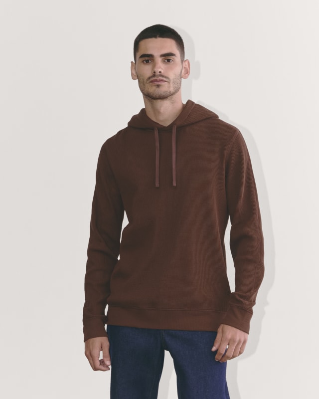 Everlane Waffle Hoodie in Dark Mahogany
