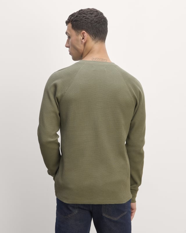 Everlane Waffle Long Sleeve Henley in Kalamata