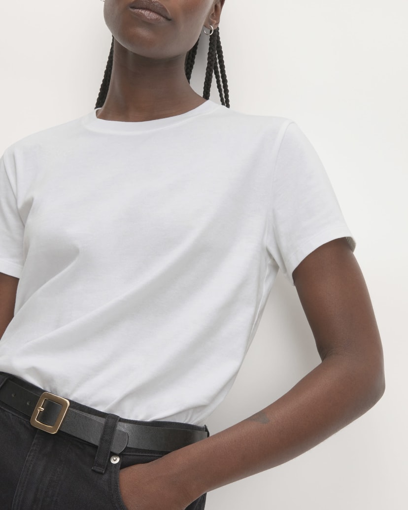 womens organic cotton box cut tee white