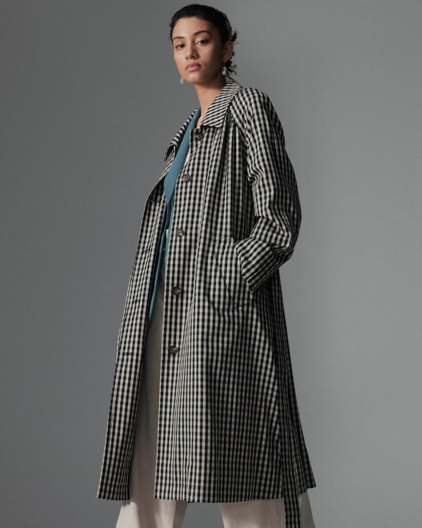 3. Trench (Gathered Drape), Khaki/Black: XS